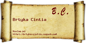 Brtyka Cintia névjegykártya